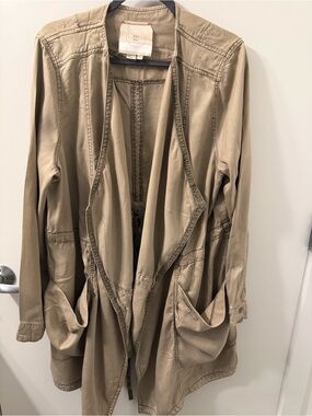 Heihei Women's Lightweight Open Front Utility Jacket in Taupe Sz XL